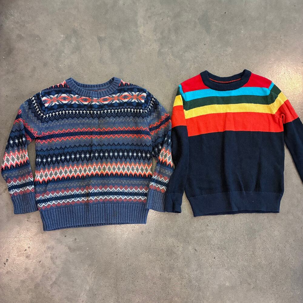 Gap Kids Knit blue multi color crewneck sweater boys XS 4T bundle